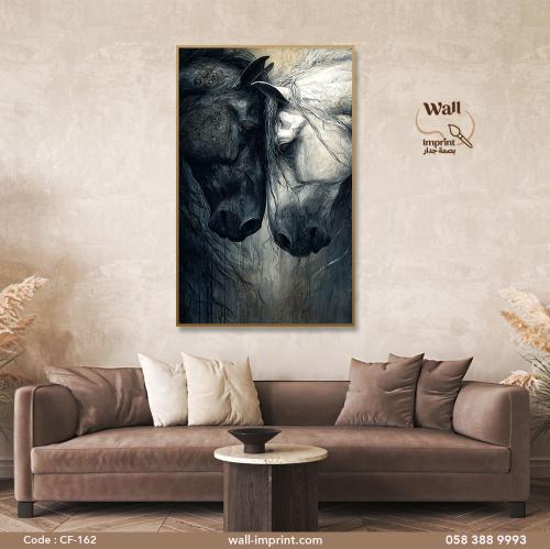A fabric painting depicting the bond of horses and...