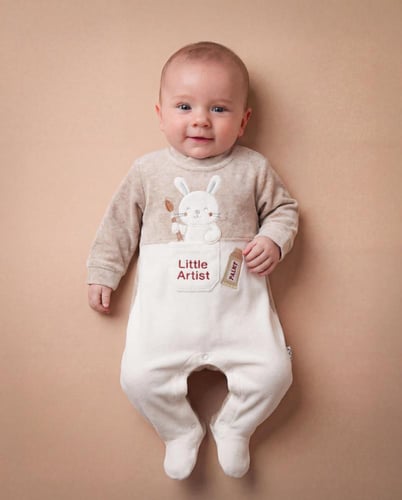 افارول بيبي قطيفة مطرز ارنوب رسام + جيب مطرز + انب...