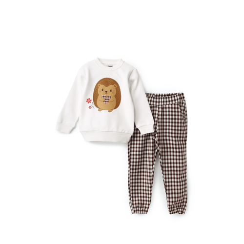 بيجامة بناتي الكنزة ميلتون مطبوع قنفذ وزهرة والبنط...