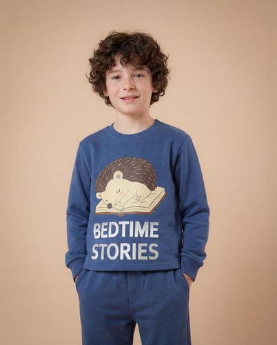 بيجامة اولادي ميلتون طباعة TDF قنفذ نائم علي كتاب...