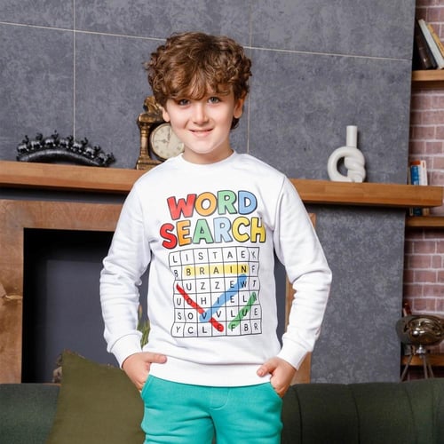 بيجامة اولادي مطبوعة DTF كلمات متقاطعة