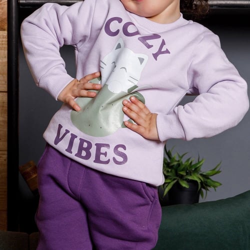 بيجامة بناتي ميلتون طباعة DTF هرة في كوب و كلمة CO...