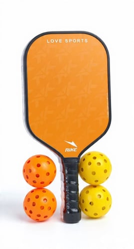 A Pickleball paddle set consisting of two pieces from RAIK, a paddle made of fiberglass with a comfortable long handle and 16mm th...