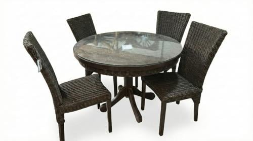 Round dining table set + 4 chairs (classic design)