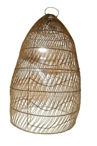 Handmade woven chandelier with a large oval design