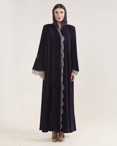 مخمل بنفسجي بدانتيل فرنسي - Aw 011