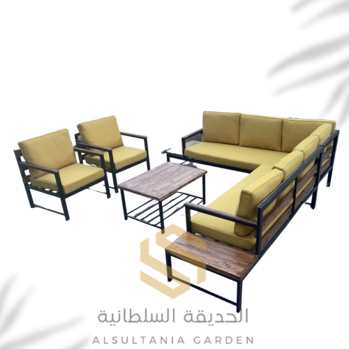 جلسة خارجية زاويه L مترين ونص في ثلاثه مع كرسيين 8...