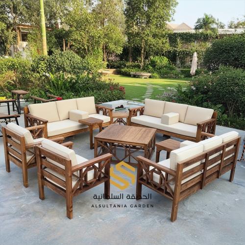 جلسة خارجية 11مقعد خشب سويدي