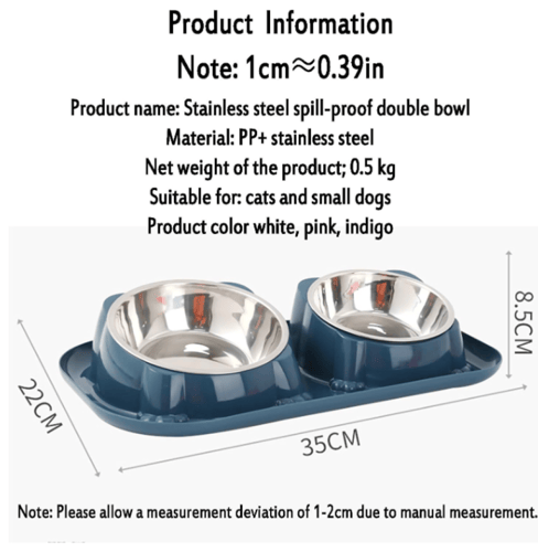 صحن اكل ستيل مزدوج للقطط والكلاب الوان متنوعه