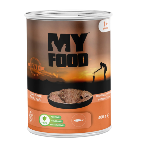 اكل رطب للقطط البالغة ماي فود بقطع السلمون 400جم