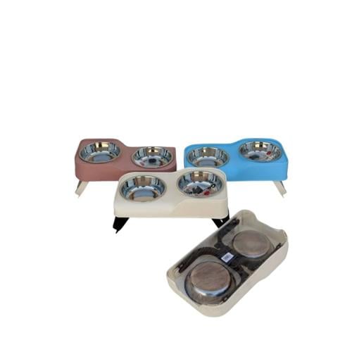 صحن اكل مزدوج ستيل متعدد الارتفاع