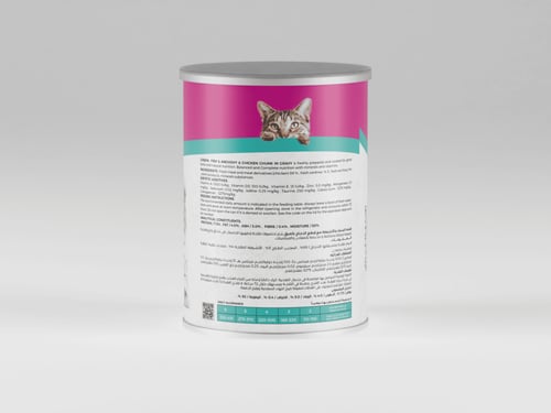 اكل قطط لقمة بالسمك والانشوفة مع قطع الدجاج 400جم