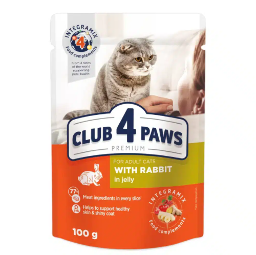 طعام للقطط البالغة بالأرانب في الجيلي 100جم - club...