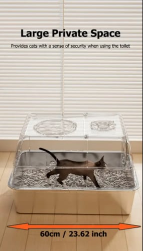 لتر بوكس لفضلات للقطط مع مجرف ستاليس ستيل مغلق - ا...