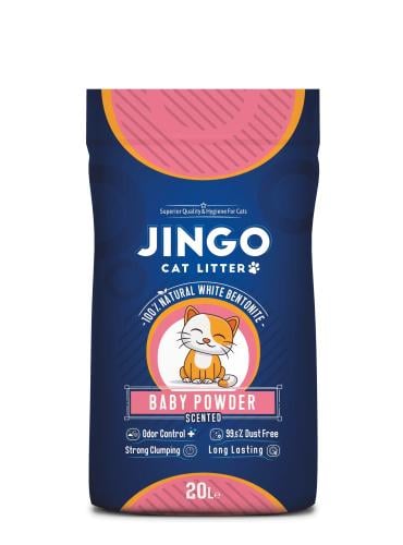رمل قطط جينغو برائحة البيبي بودر 20لتر