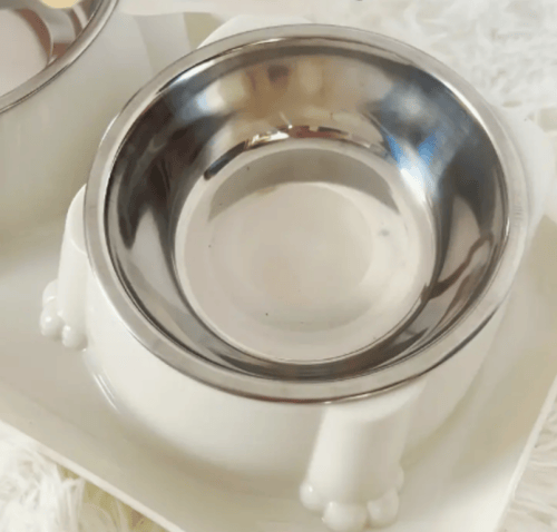 صحن اكل ستيل مزدوج للقطط والكلاب الوان متنوعه