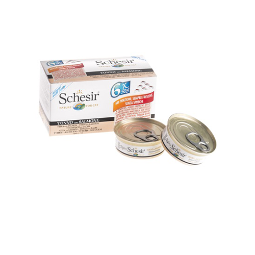 شيزر معلبات التونه مع السلمون في الجيلي طعام رطب ل...