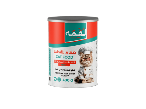 لقمه طعام رطب للقطط البالغة بقطع الدجاج والبط في ا...