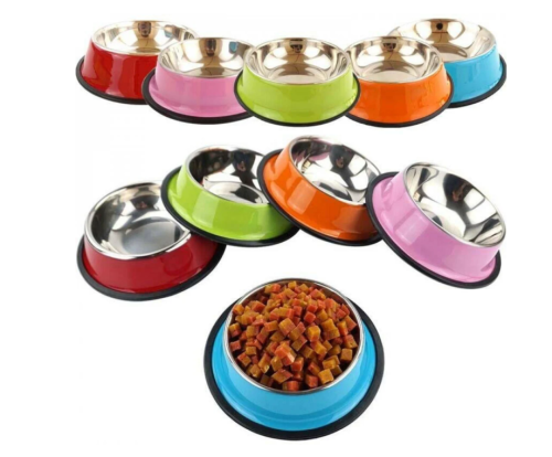 صحن ستيل للقطط والكلاب الوان مختلفه