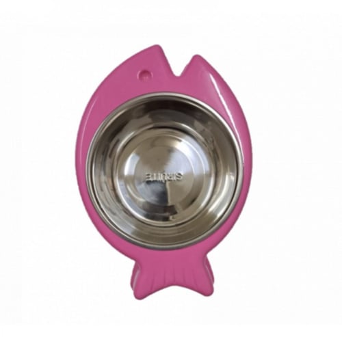 صحن ستيل علي شكل سمكه للقطط والكلاب- الوان مختلفه