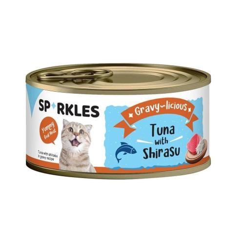 اكل قطط رطب بالتونة وسمك الشيراسو سباركليز 80 جم