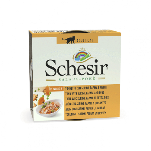 سلطة شيزر للقطط بالصلصه والتونا والسوريمي والباباي...