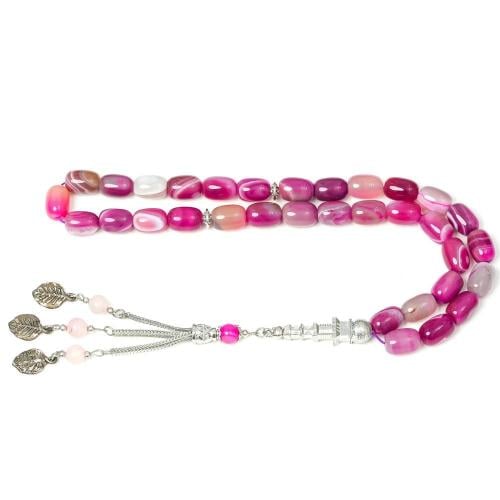 سبحة عقيق رودونيت ٣٣ حبة بتصميم أنيق