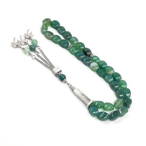 سبح عقيق شجري — 33 خرزة، 10 مم