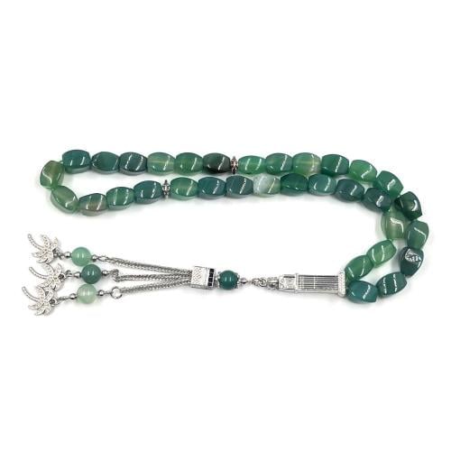 سبح عقيق شجري — 33 خرزة، 10 مم