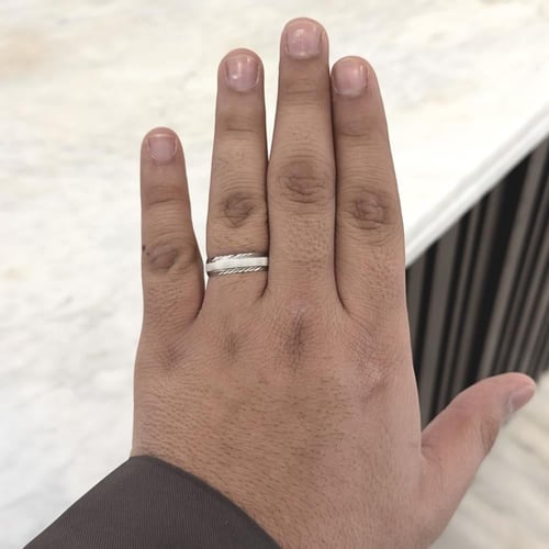 دبلة رجالية فضة عيار 925 نقشة نادرة