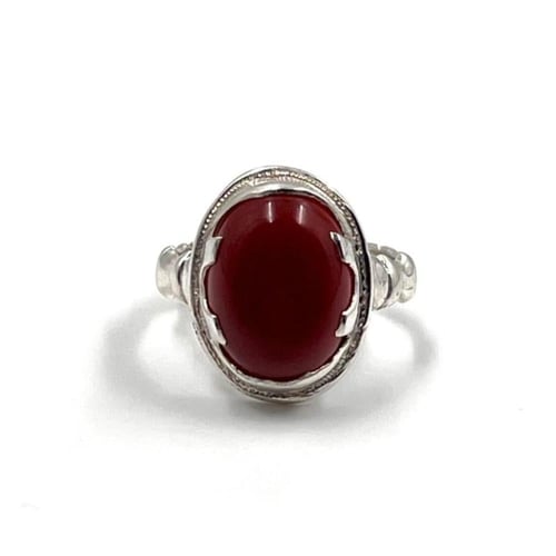 خاتم عقيق كبدي رجالي فضة 925 – تصميم أنيق لا يسبب...