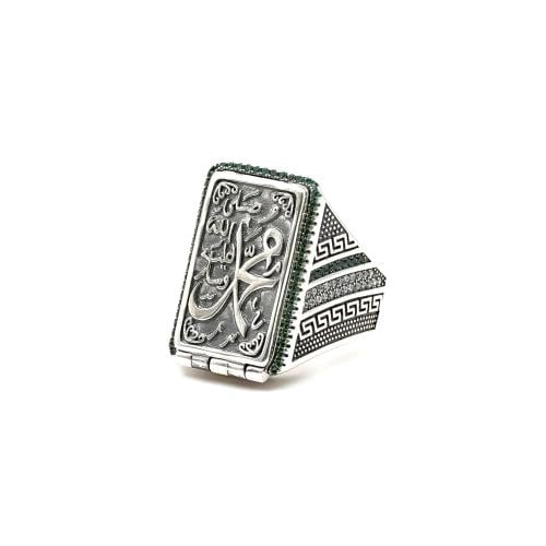 خاتم رجالي فضة 925 بنقش "محمد رسول الله" إسلامي