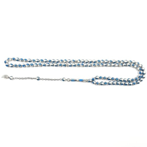 سبحة فيروز وفضة بالعاج – 33×3 حبة 6 مم