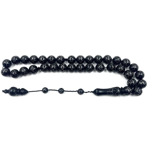 مسباح يسر مطعّم بفضة 925 – 33 خرزة يدوي