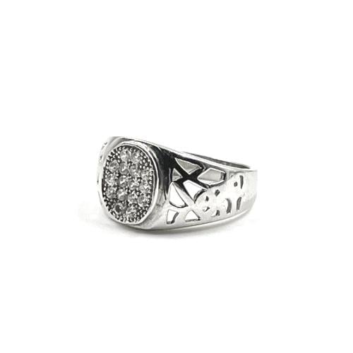 خاتم فضة رجالي عيار 925 بنقشة مختلفة مرصع بحجر زرك...