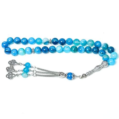 سبح حجر عقيق الازرق 33 حبة — هدوء أنيق