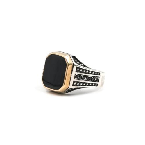 خاتم فضة رجالي 925 بحجر أونكس أسود – أناقة كلاسيكي...