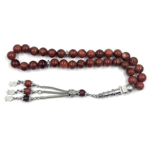 سبح حجر النجوم بلمعان نحاسي