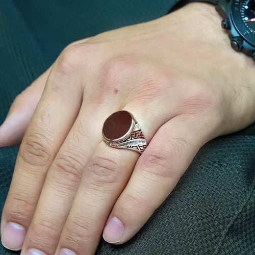 خاتم فضة رجالي 925 بحجر أونيكس أسود – تصميم مميز و...