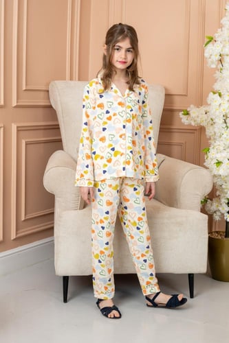 بجامة بناتي قلوب كم طويل 550322