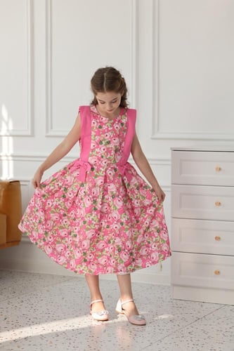 فستان بناتي كت مورد بألوان زاهية 7107