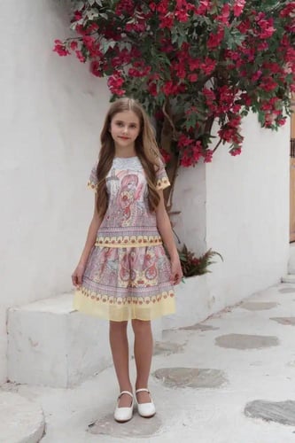 تنورة بناتي بطبعات فنية 7030