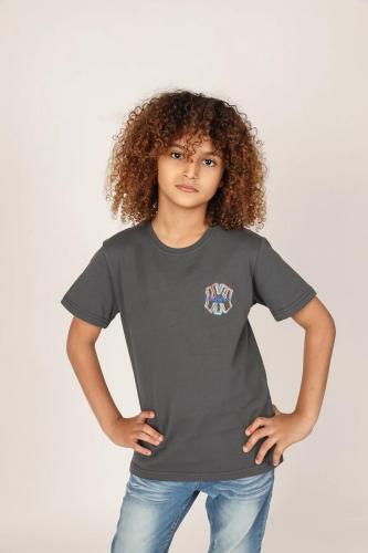 تي شيرت أطفال رمادي غامق رسمة من الطهر 2642