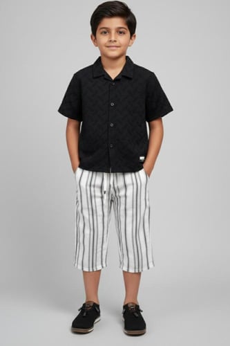 حذاء ولادي أسود انيق بعمر 2 إلى 12 سنة S-007