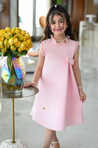 فستان سهرات بناتي وردي S01134