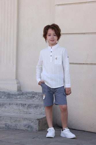 شورت ولادي رمادي كلاسيك 4132