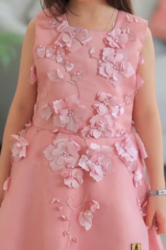 فستان بناتي وردي سهرات S01047