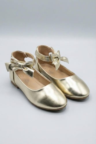 حذاء ماري جين بناتي ذهبي راقي ومريح S-033