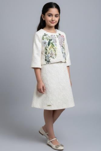 فستان بناتي سكري بجاكت مشجر 7310