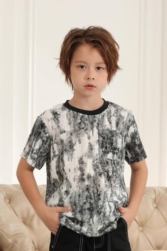 تيشيرت ولادي رمادي و ابيض 4135